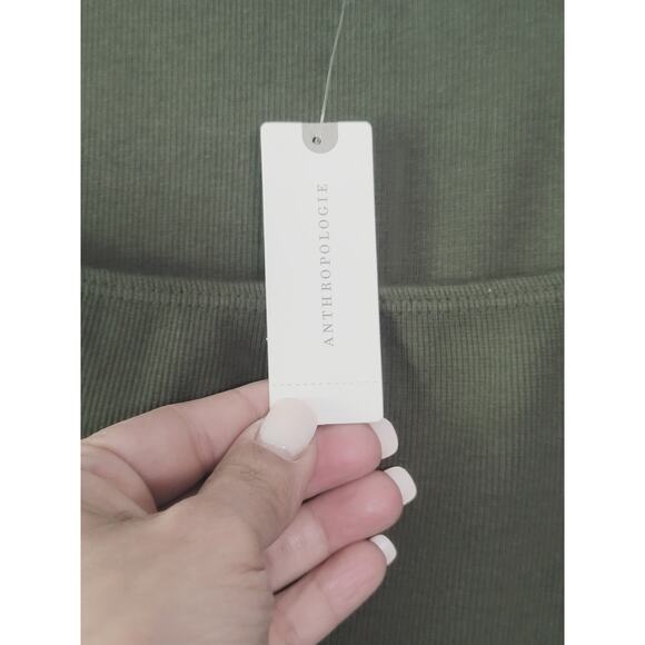 NEW Anthropologie T.La Ribbed Square-Neck Moss Top - Size: Small - Picture 7 of 8